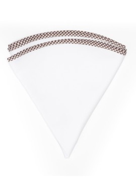 White Linen/Brown/White Gingham Trim Linen Pocket Circle